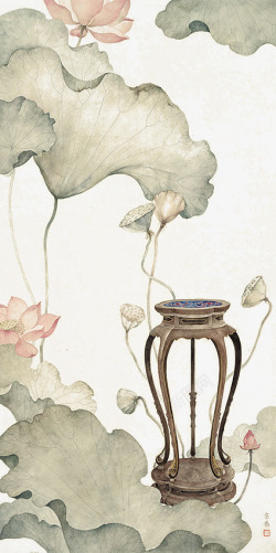 手绘凳子素材中国国画高清图片