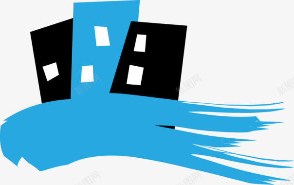 蓝色建筑房屋图标图标