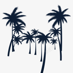 沙滩植物椰子树剪影素材