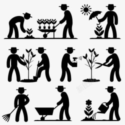 植树节集体挖坑种树素材
