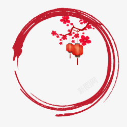红色圆形标题边框中国风灯笼框高清图片