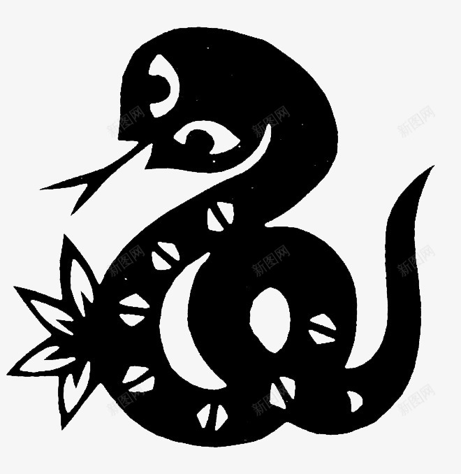 蛇png免抠素材_88icon https://88icon.com 剪纸 剪花 动物 印花 扁平化蛇 蛇 装饰图案 黑蛇