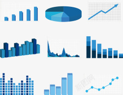 蓝色数据统计数据统计图标高清图片