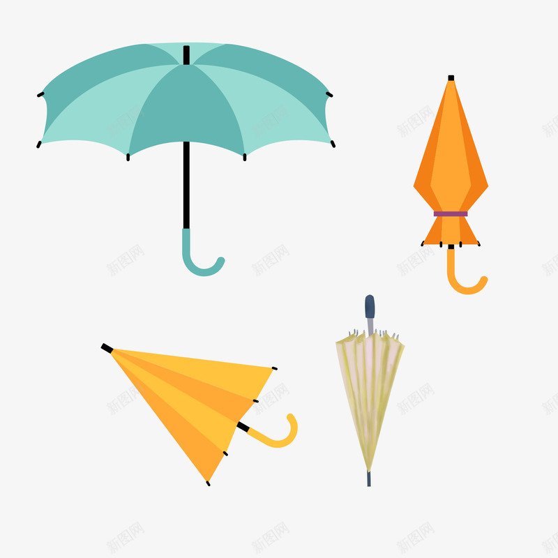 雨伞插画png免抠素材_88icon https://88icon.com 伞 彩色雨伞 打开的雨伞 橙色 米色 蓝色 雨伞插画 雨具