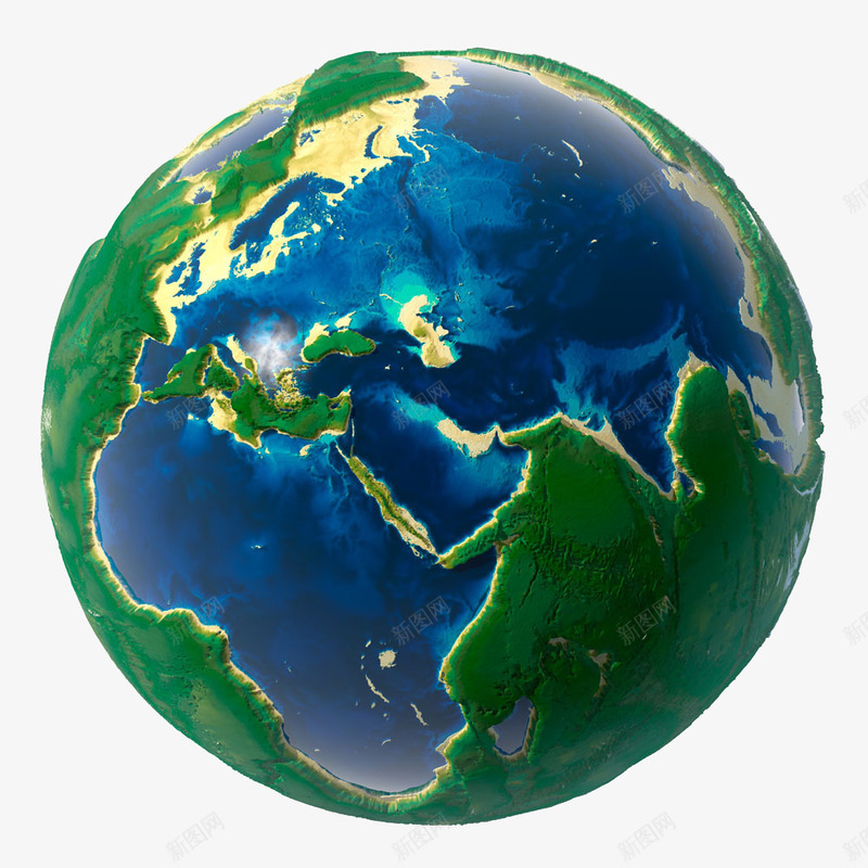 绿色立体地球png免抠素材_88icon https://88icon.com 地理 海洋 球体 球形