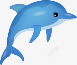 蓝色卡通鲨鱼海底动物夏日素材