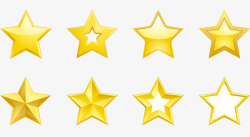 立体五角星造型多种立体质感金黄色五角星高清图片