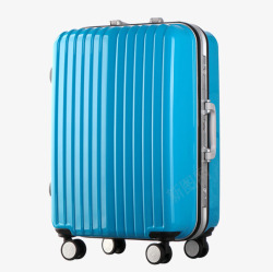 蓝色镜面旅行箱产品实物图素材