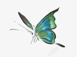 手绘精灵绿色的小蝴蝶高清图片