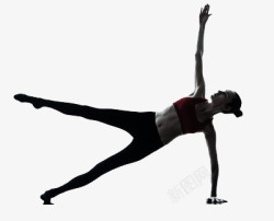 女子瑜伽动作的单手侧立素材