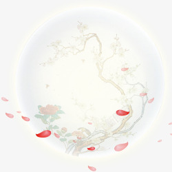 水彩桃花中秋节月亮高清图片