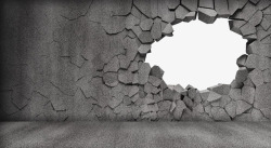 裂缝灰色破洞墙高清图片