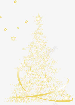 黄色梦幻圣诞树星星装饰素材