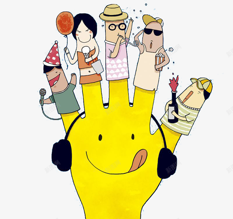 戴着耳机的手掌五指人png免抠素材_88icon https://88icon.com 五指人 手掌 耳机