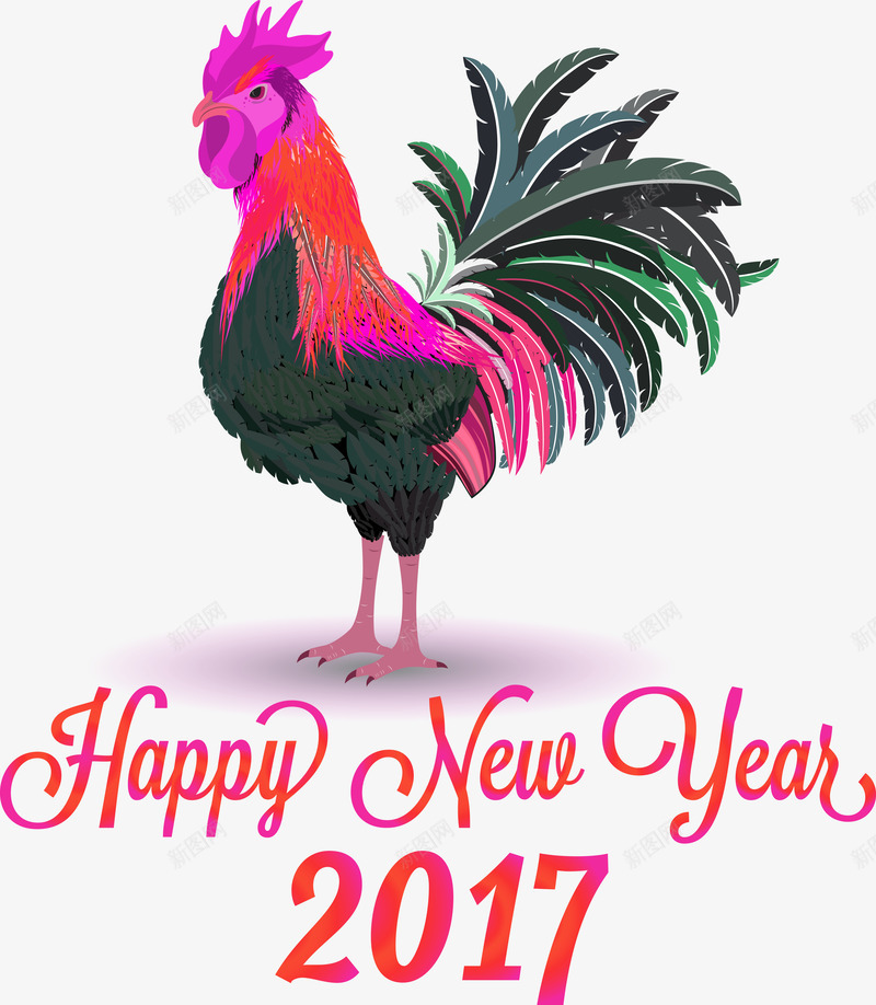 新年快乐2017公鸡png免抠素材_88icon https://88icon.com 2017 公鸡 平面 新年