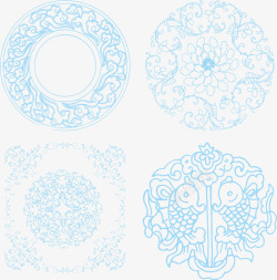 中国风蓝色青花瓷底纹中国古典花纹高清图片