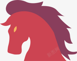 蒙古国符号红色扁平风格马匹符号高清图片