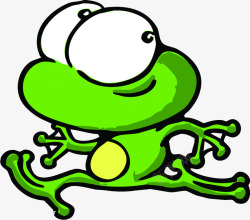 手绘卡通奔跑的小青蛙素材