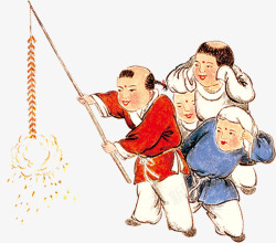 中国过年儿童放鞭炮素材