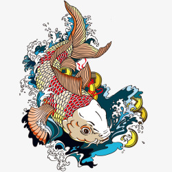 抽象鱼类淡水锦鲤插画矢量图高清图片