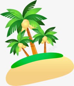 夏日沙滩卡通海边椰子树素材