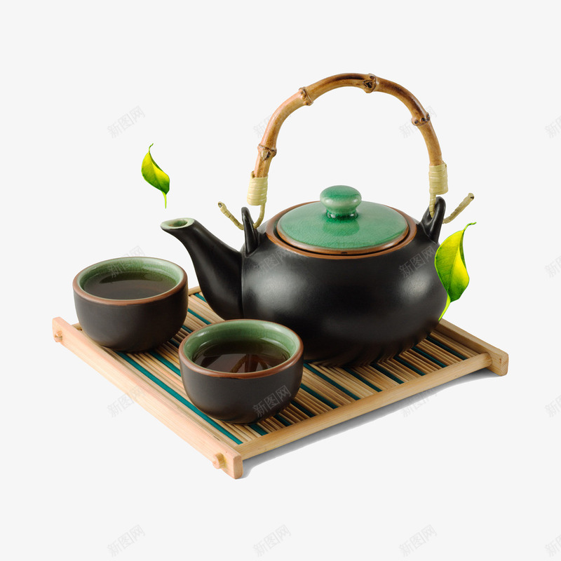 茶壶png免抠素材_88icon https://88icon.com 中国风 叶子 茶壶 茶杯 茶艺