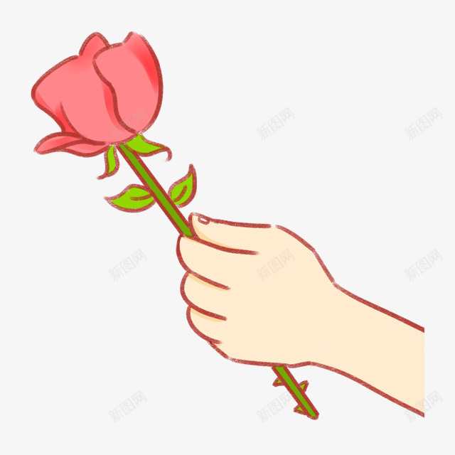 手绘手拿玫瑰png免抠素材_88icon https://88icon.com PNG 手绘 手部 献花 玫瑰