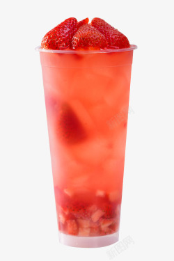 冰块背景奶茶草莓水果茶的实物高清图片