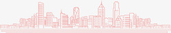 粉色蝴蝶装饰粉色手绘的城市剪影高清图片