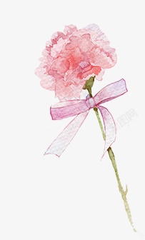 粉色水彩丝带花朵母亲节素材