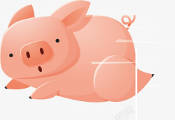 卡通奔跑的猪猪矢量图素材