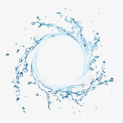 蓝色水滴水柱蓝色元素护肤梦幻水圈高清图片
