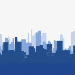 蓝色网页素材城市大楼剪影高清图片