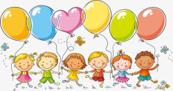 儿童节背景墙61儿童节气球小朋友矢量图高清图片