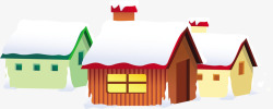 卡通圣诞节房屋雪地素材