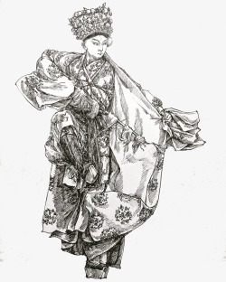 唱戏的人物水墨画穿戏袍的人物高清图片
