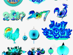 炫彩鸡年艺术图素材