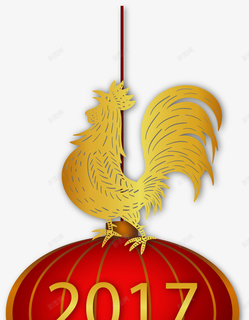 手绘2017中国年png免抠素材_88icon https://88icon.com 2017 中国风 手绘 新年 春节 灯笼 金鸡