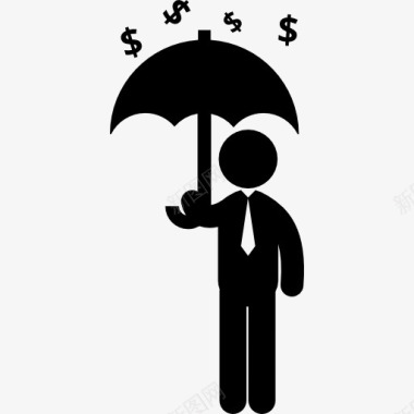 男人拿着一把伞下元钱雨图标图标