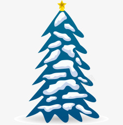 一颗圣诞树手绘蓝色圣诞树高清图片