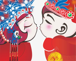 中国古典结婚风格卡通人物素材