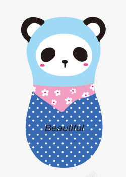 粉色围巾熊猫宝宝不干胶高清图片