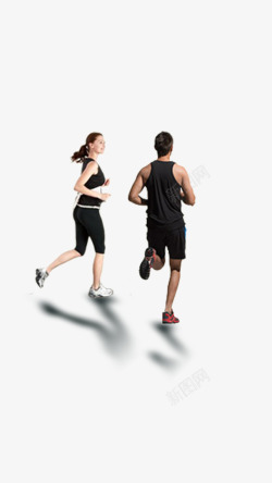 跑步慢跑情侣双人两人跑步锻炼散步素材