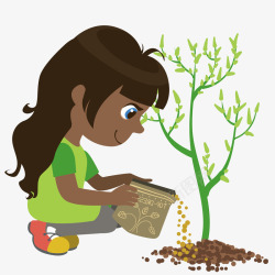 卡通可爱小孩植树节植树动作素材