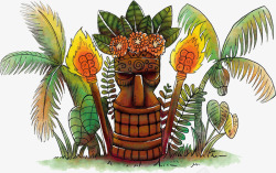 棕榈品种夏威夷棕榈树热带卡通风格矢量图高清图片