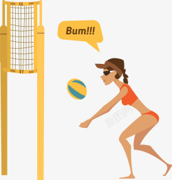 沙滩排球球网插画矢量图素材