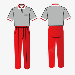 红色员工服装平面图素材