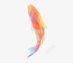 水墨鱼彩色锦鲤高清图片