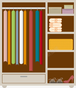 褐色房屋衣柜矢量图素材