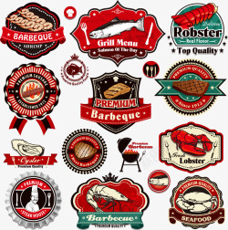 烤肉海鲜矢量图素材